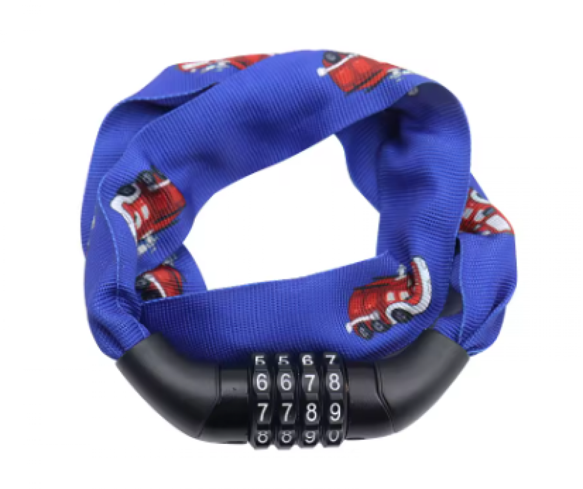 Antifurt Lant cu Cifru 4 Digiti pentru Bicicleta Copii, 650 mm ALBASTRU