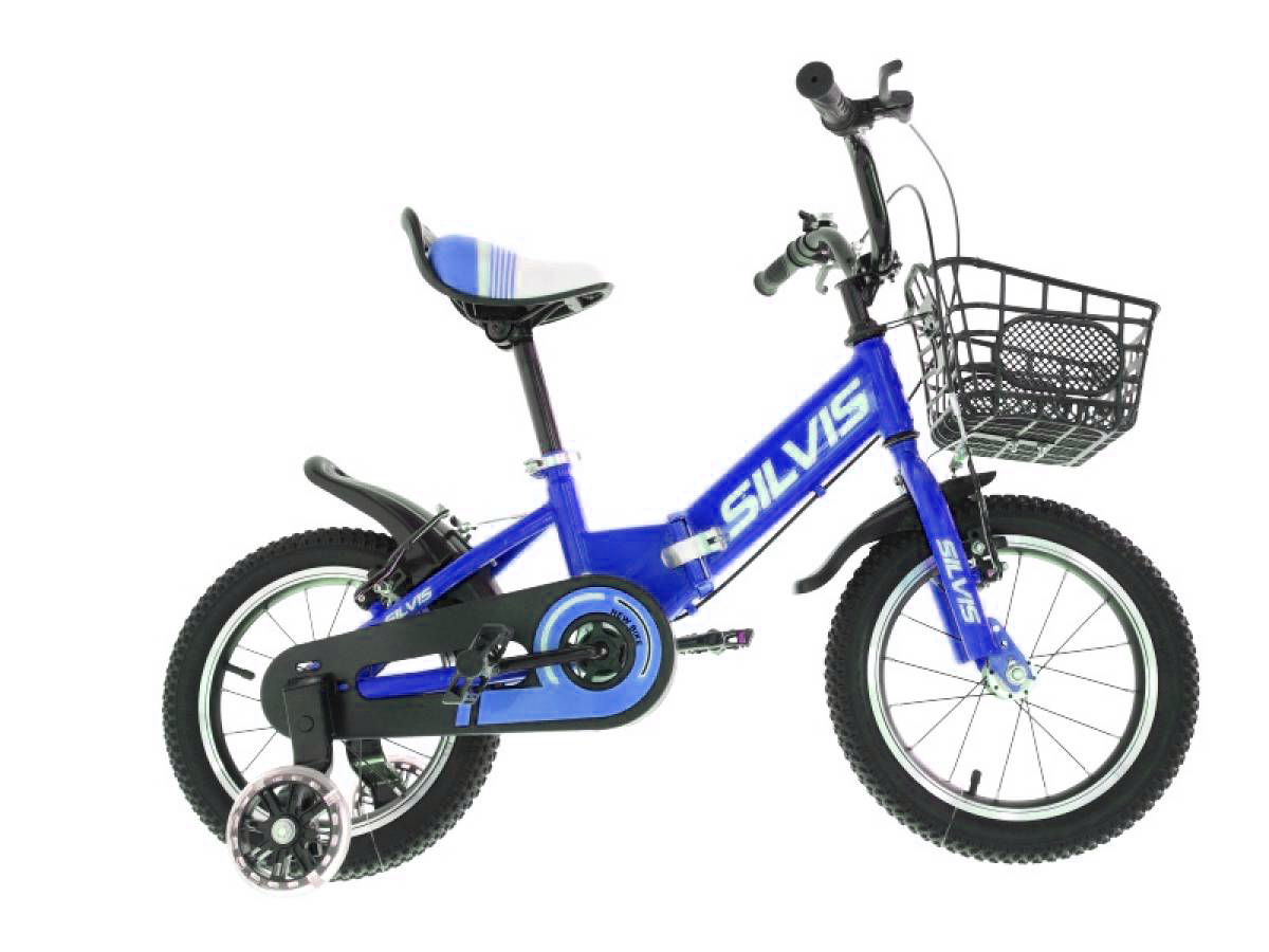 Bicicleta copii 5-7 ani cu roti ajutatoare pliabila 14 inch Albastru Inchis