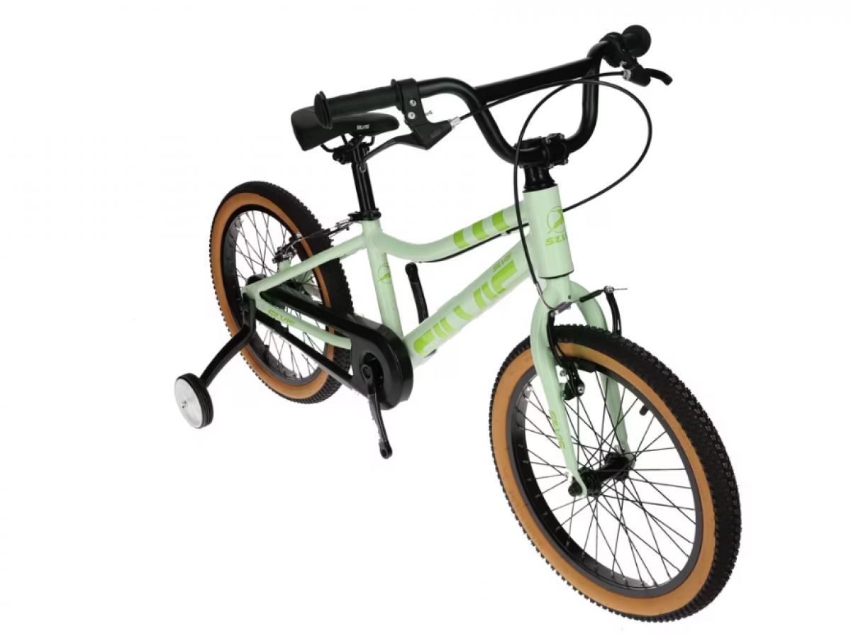 Bicicleta COPII roti 18inch Single Speed cu Cadru Aluminiu, Frane V-Brake Fata Spate Verde