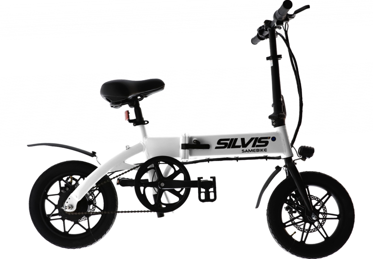 Bicicleta Electrica Pliabila SILVIS 14" ALB, 250W, Single Speed, Rulare full electric sau pedalare asistata, 25km/h, Baterie 8AH