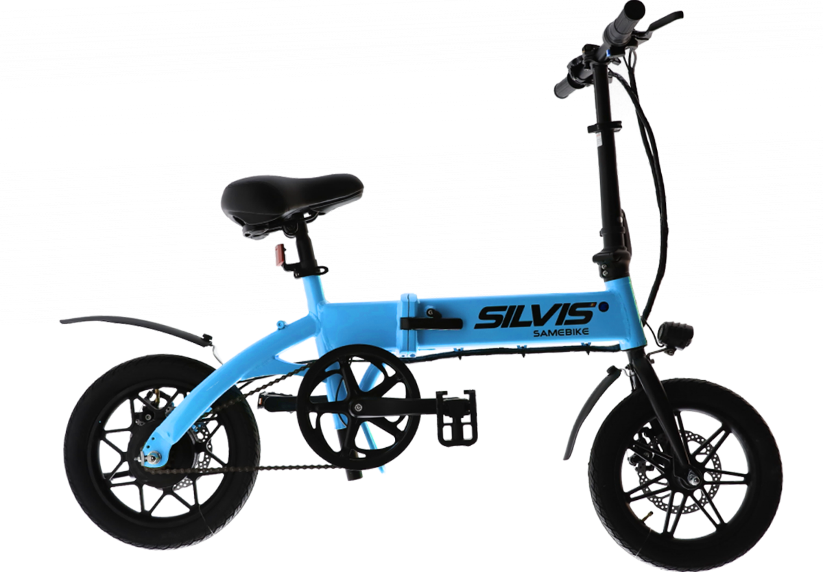 Bicicleta Electrica Pliabila SILVIS 14" ALBASTRU, 250W, Single Speed, Rulare full electric sau pedalare asistata, 25km/h, Baterie 8AH