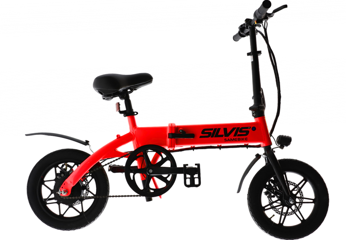 Bicicleta Electrica Pliabila SILVIS 14" ROSU, 250W, Single Speed, Rulare full electric sau pedalare asistata, 25km/h, Baterie 8AH